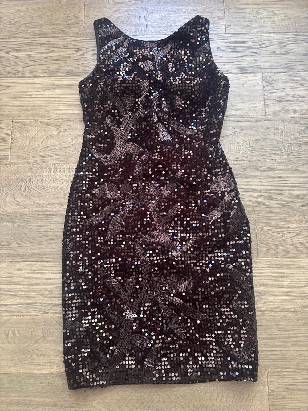 Aidan Mattox | Black Sequin Cocktail Sheath Dress Wedding Summer Size 8 - Picture 1 of 11